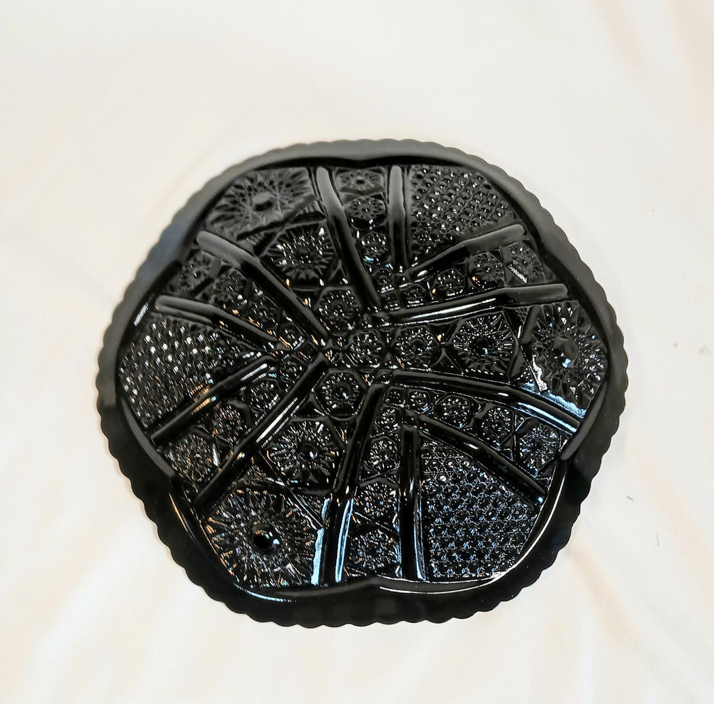 Indiana Glass Black Tiara Monarch Butter Dish