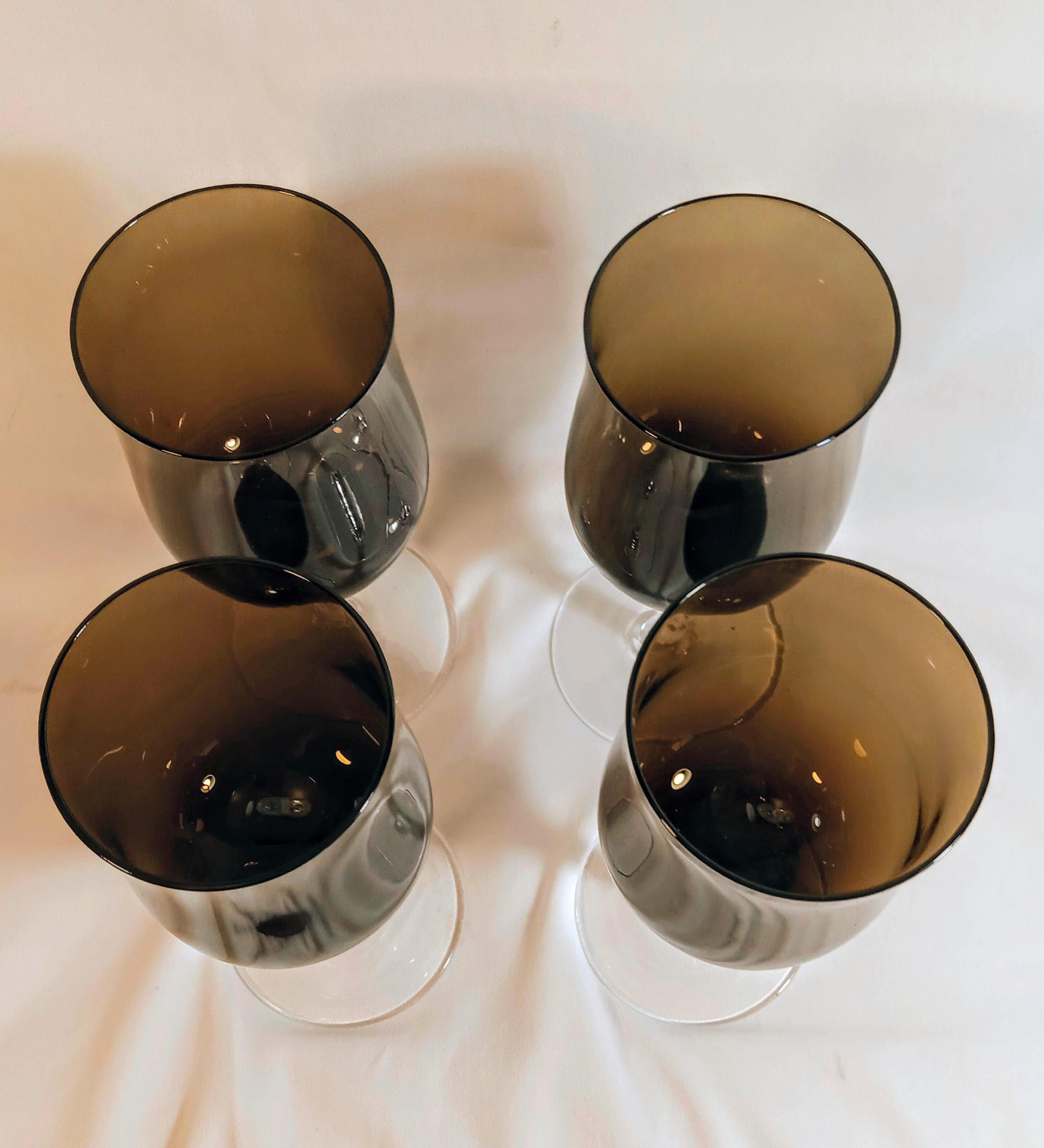 Vintage  Crystal Wine Glasses by Sasaki  - Coronation Smokey Brown