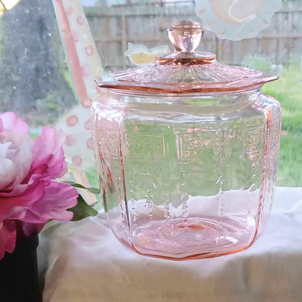 Anchor Hocking Princess Pink Cookie Jar - Depression Glass