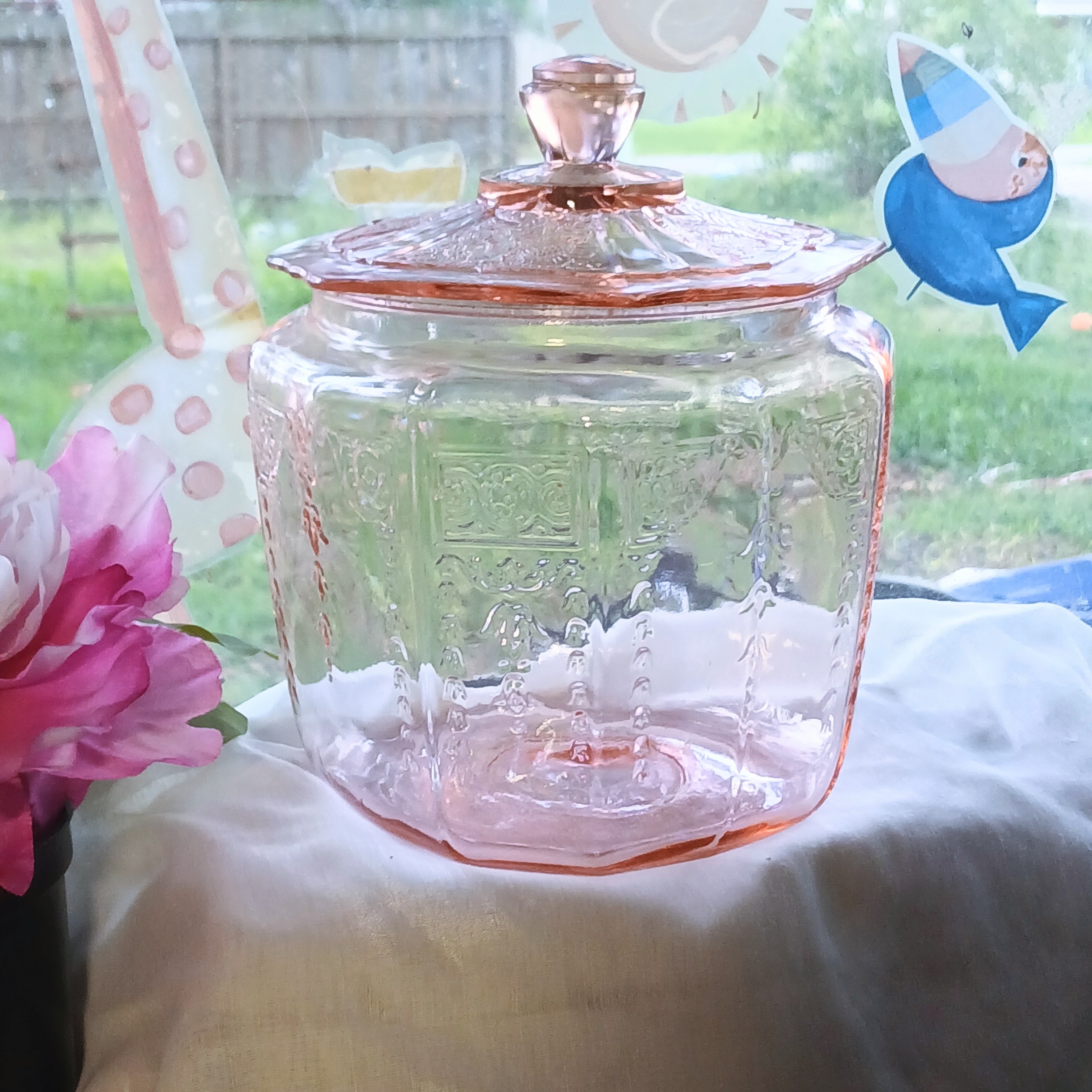 Anchor Hocking Princess Pink Cookie Jar - Depression Glass