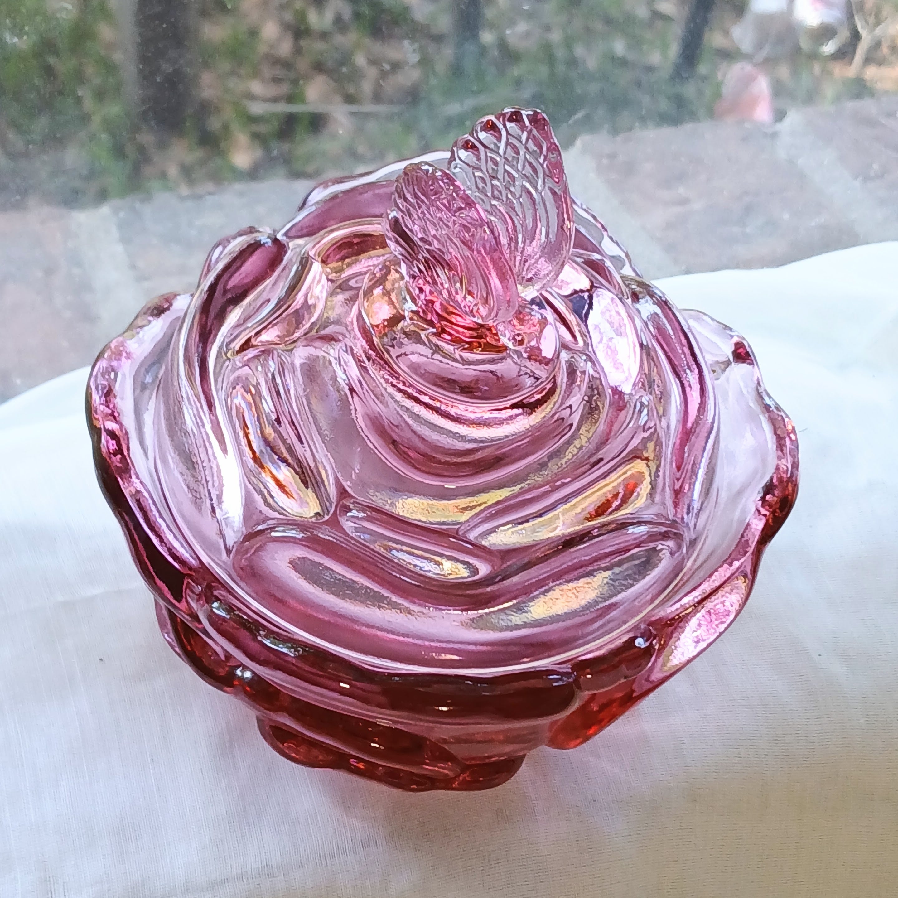 Fenton Butterfly Rose Bowl - Candy Dish/Trinket Dish