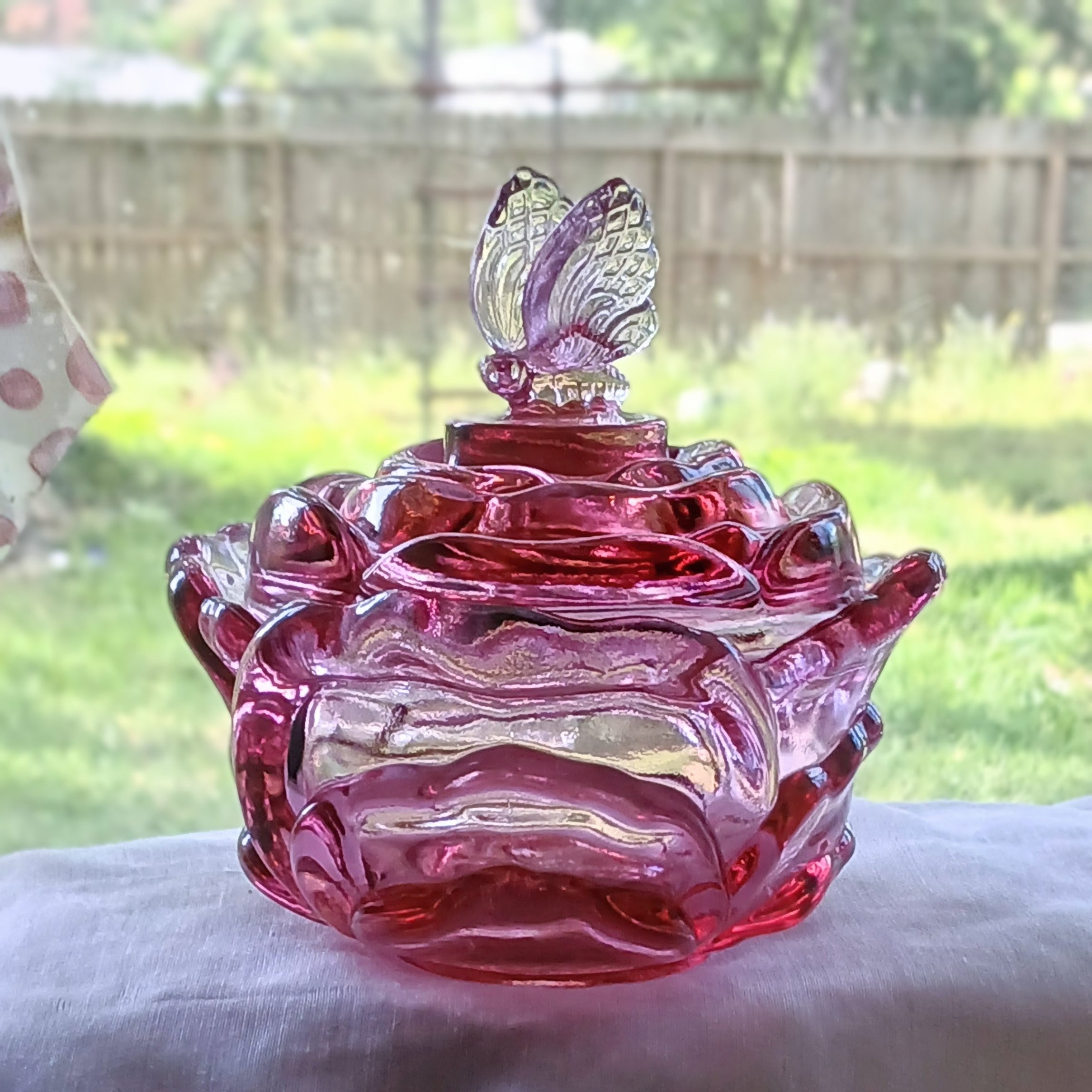 Fenton Butterfly Rose Bowl - Candy Dish/Trinket Dish