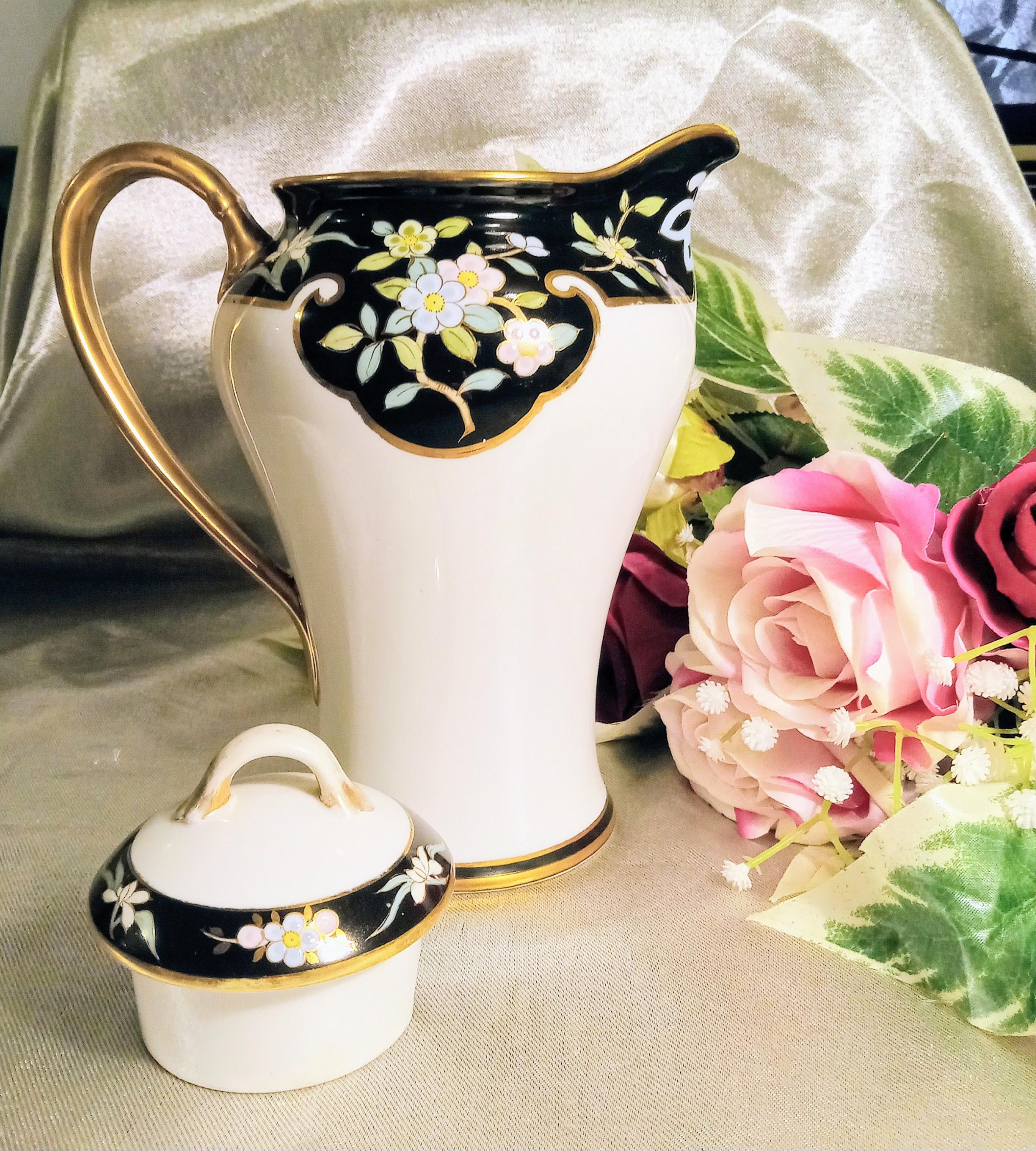 Antique Nippon Chocolate Pot: Hand Painted Noritake Porcelain (1891-1921)