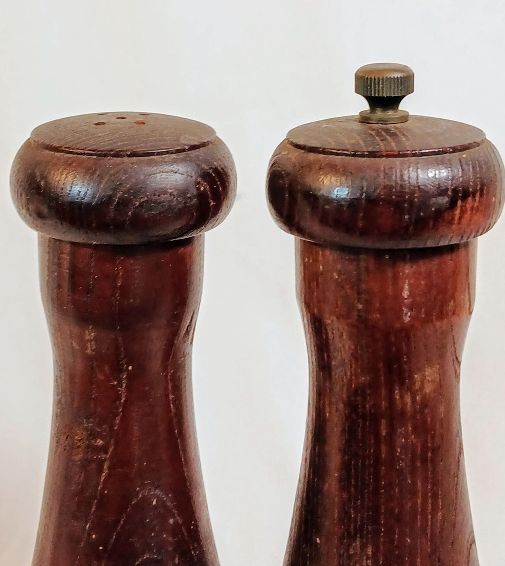 Vintage Turned Wood Salt and Pepper Shakers