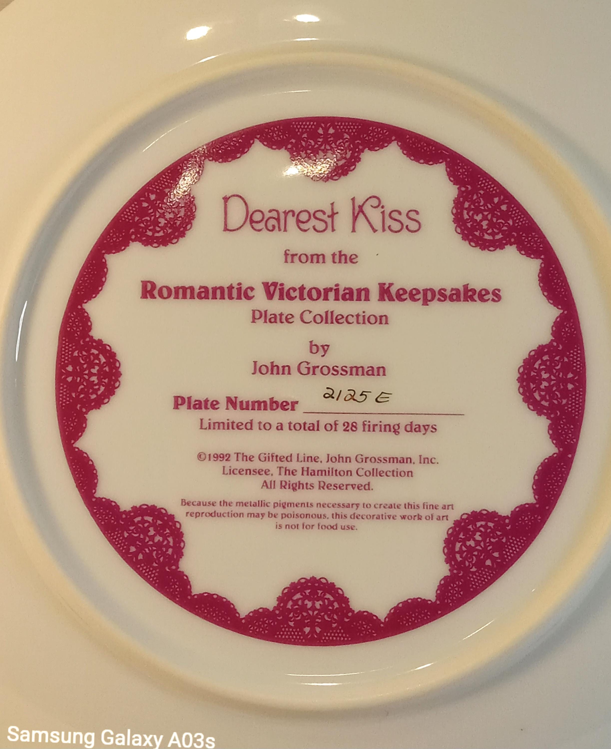 Dearest Kiss 1992 Collectible Porcelain Plate