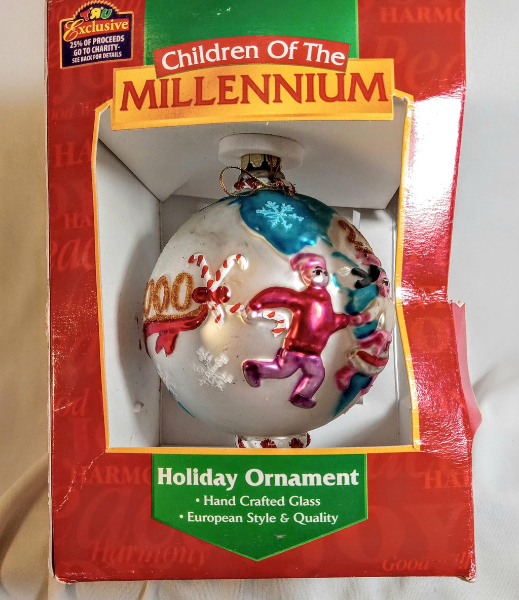 1999 “Children of the Millennium” Glass Ornament – Toys R Us Exclusive – Handcrafted European Style