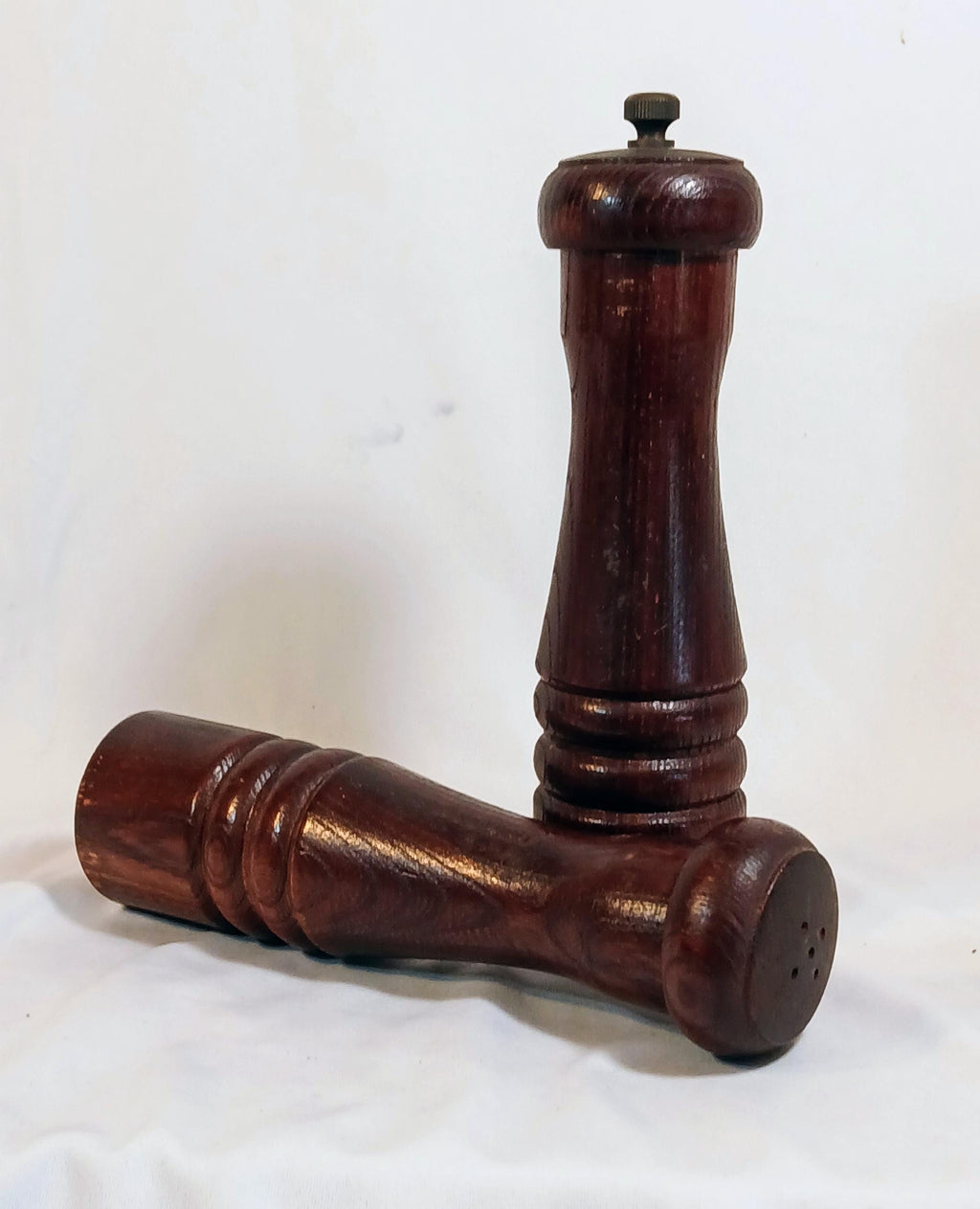 Vintage Turned Wood Salt and Pepper Shakers