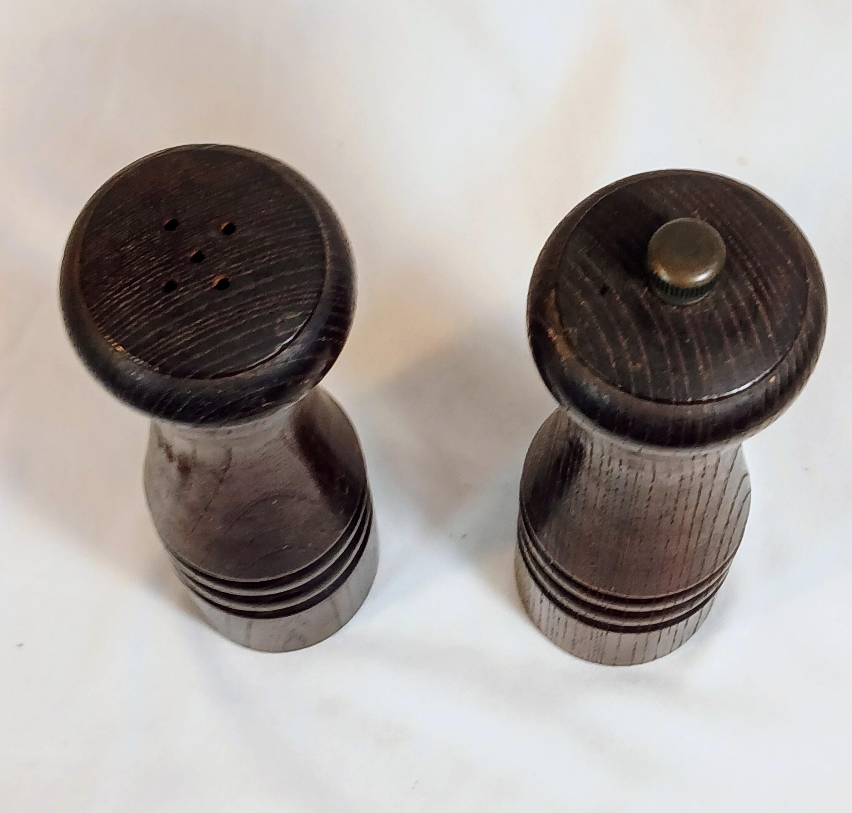 Vintage Turned Wood Salt and Pepper Shakers