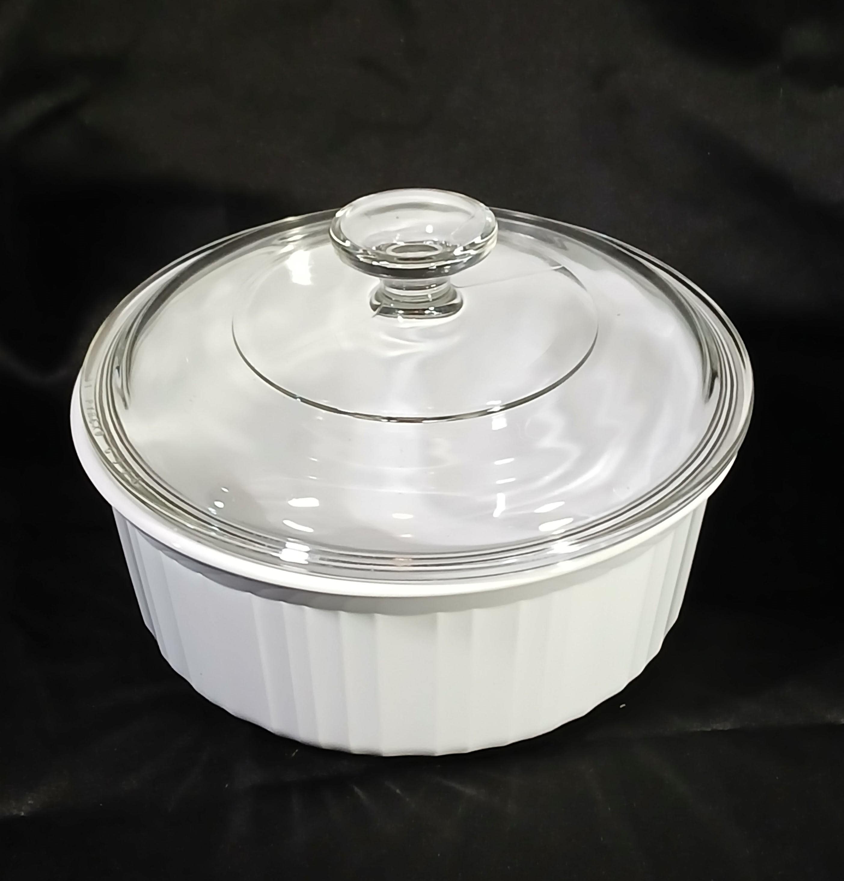 Vintage Corning Ware French White Casserole Dish | F-5-B | Round W/Lid