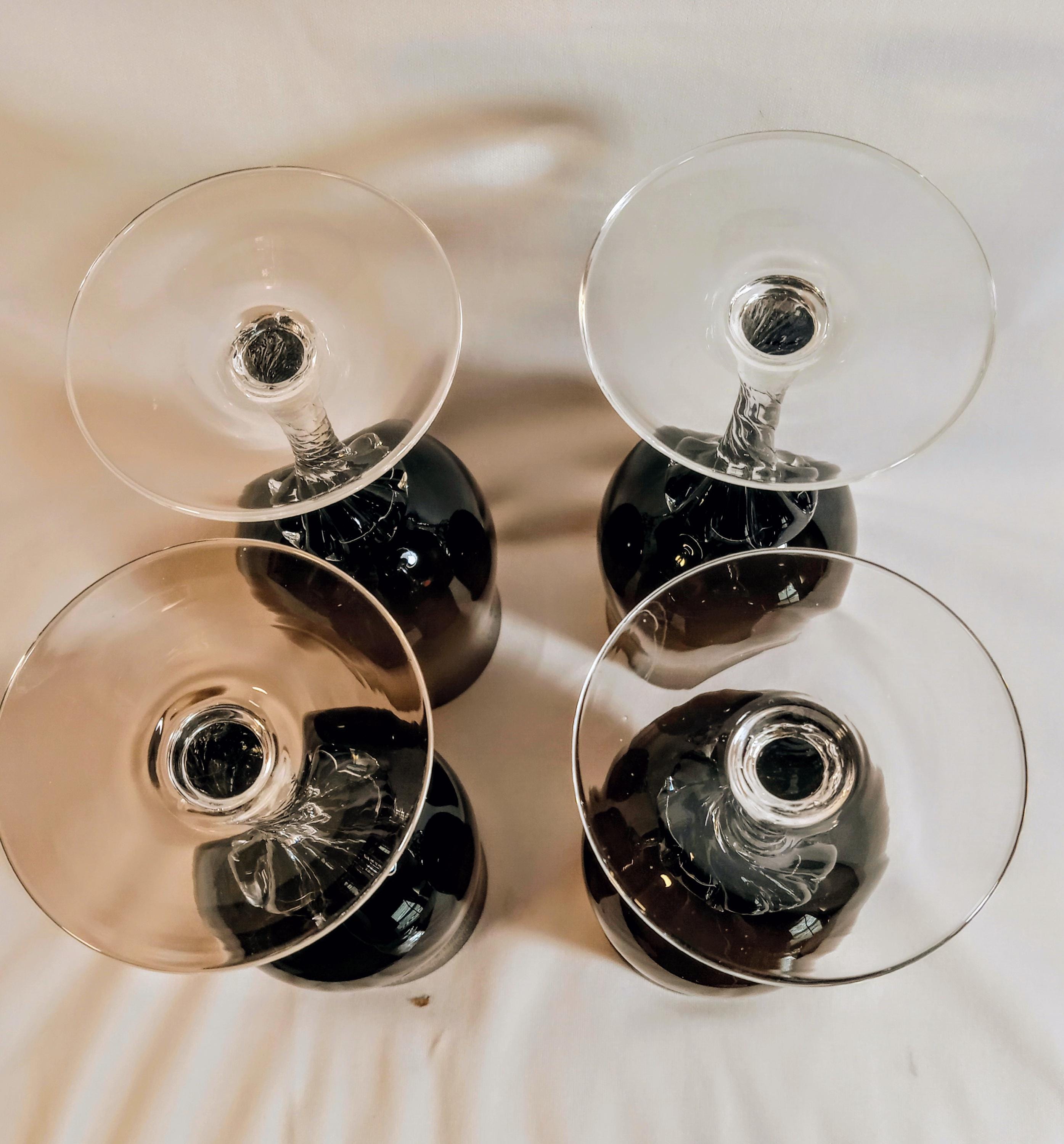 Vintage  Crystal Wine Glasses by Sasaki  - Coronation Smokey Brown