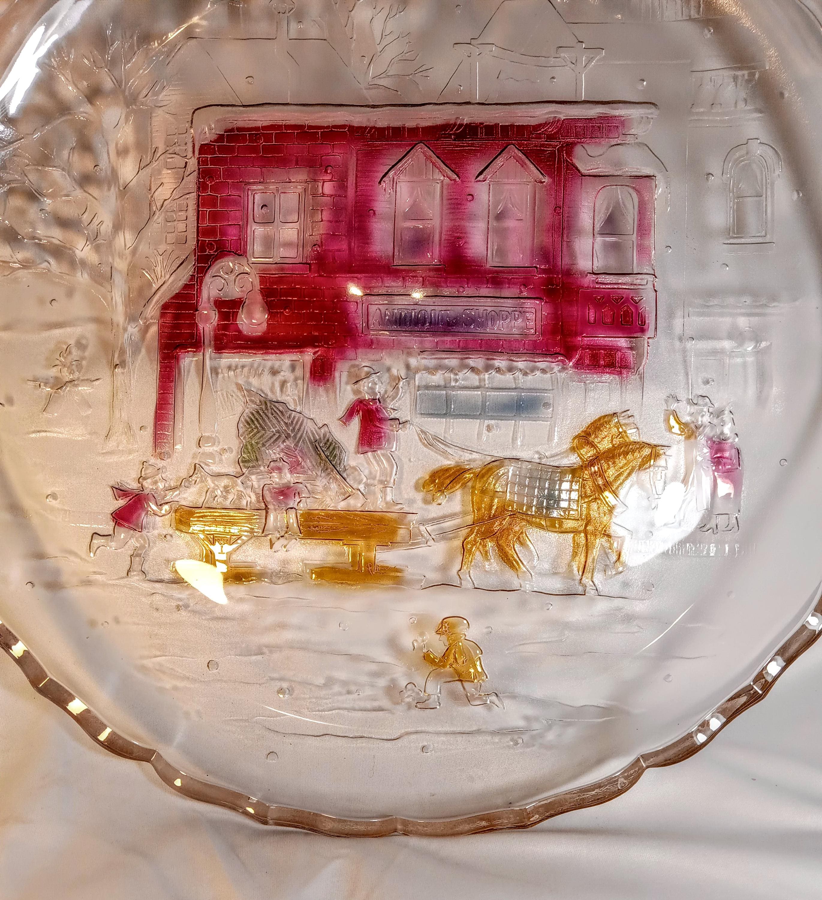 1990s Hand-Painted Serving Platter - by Crystal Clear Studios