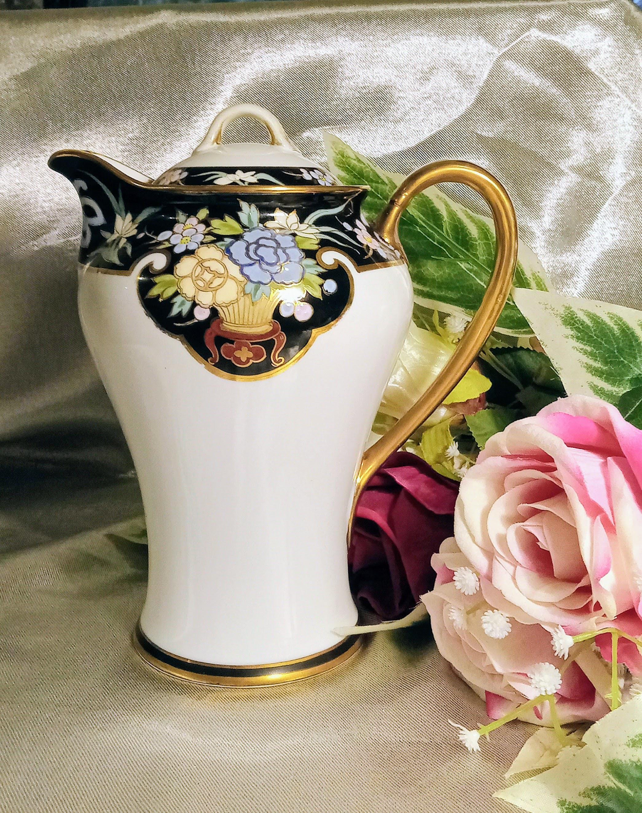 Antique Nippon Chocolate Pot: Hand Painted Noritake Porcelain (1891-1921)