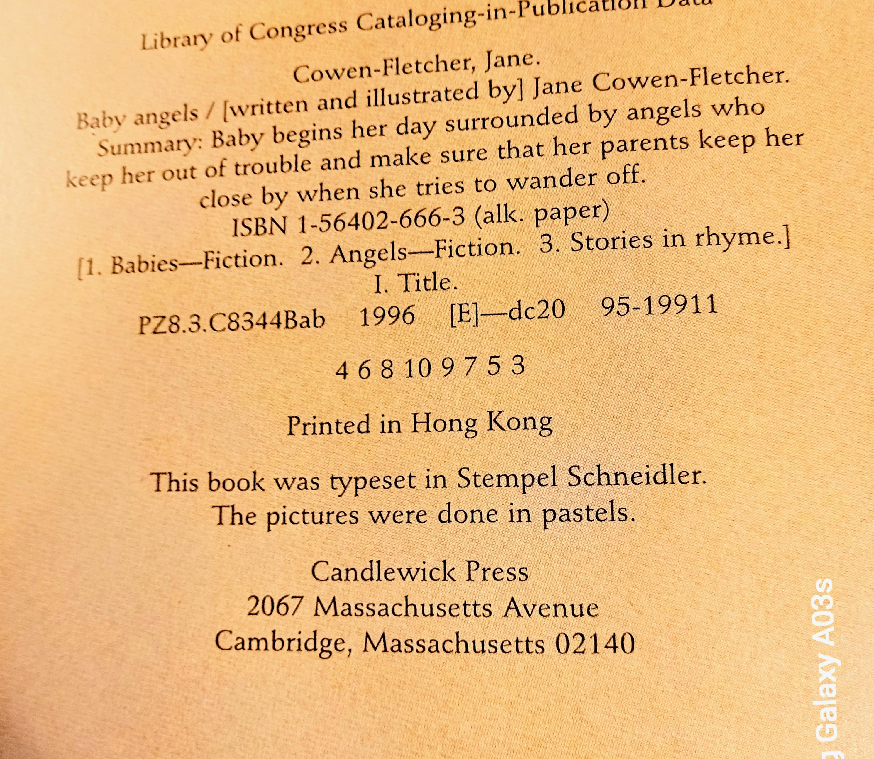 Baby Angels First Edition Book 1996 Jane Cowen-Fletcher Hardcover with Dust Jacket