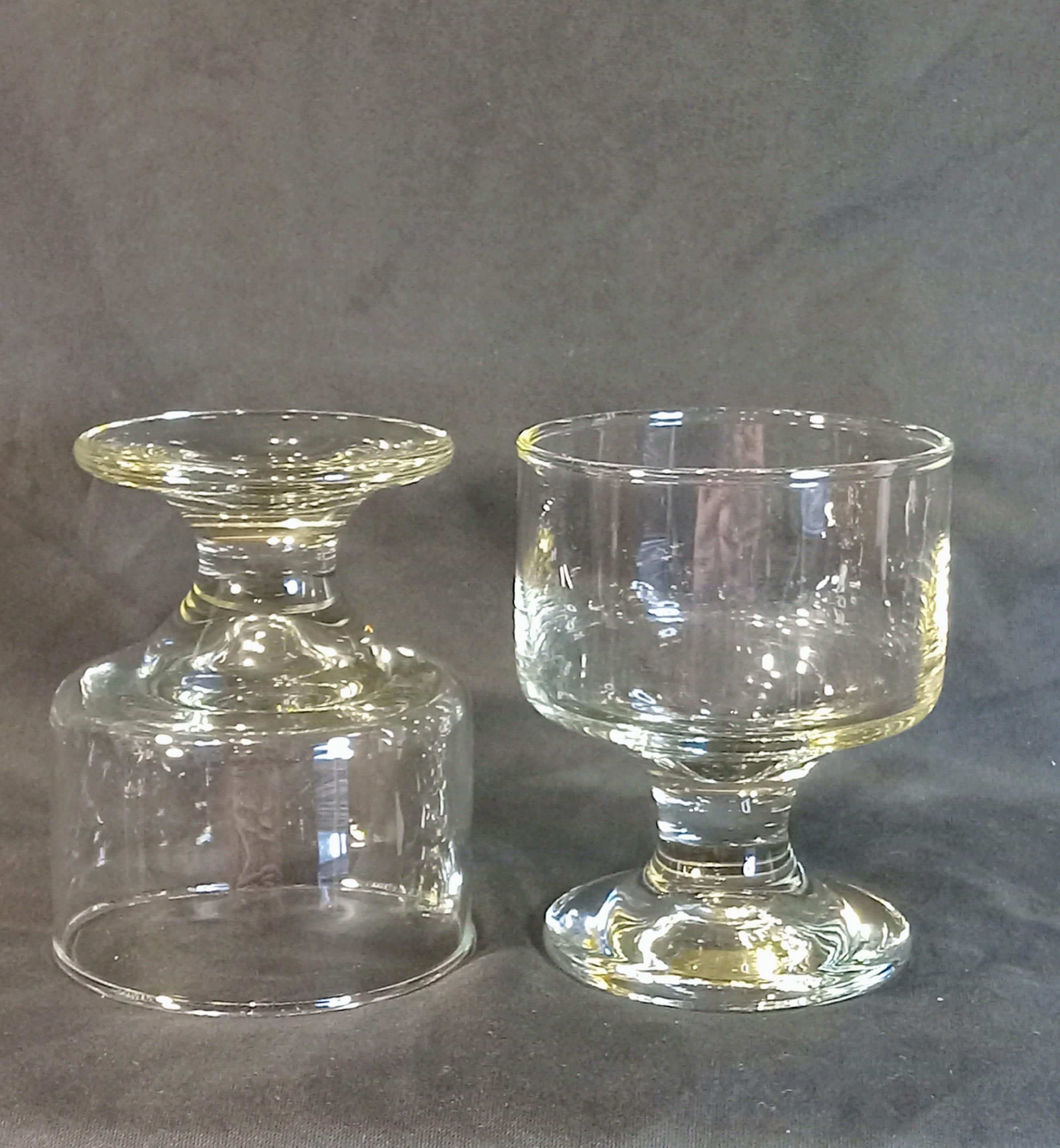 Vintage Juice Glasses – Clear Pedestal Tumblers – Set of 2