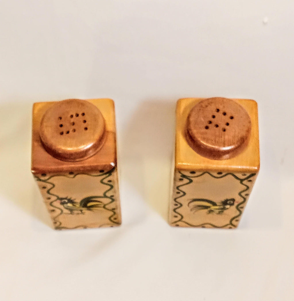 Vintage Woodpecker Woodware Nesting Canister Set w/ Salt & Pepper Shakers