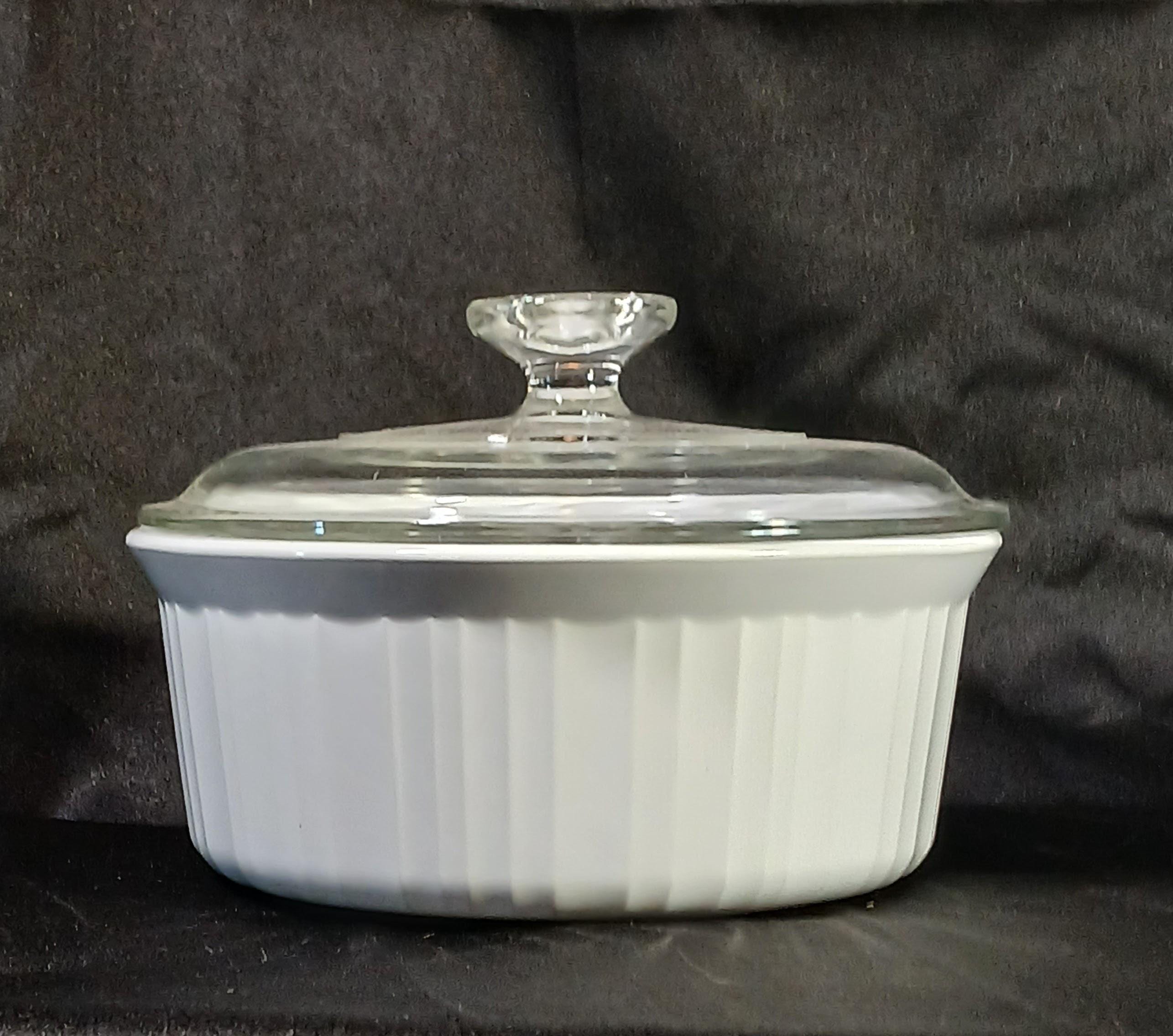 Vintage Corning Ware French White Casserole Dish | F-5-B | Round W/Lid
