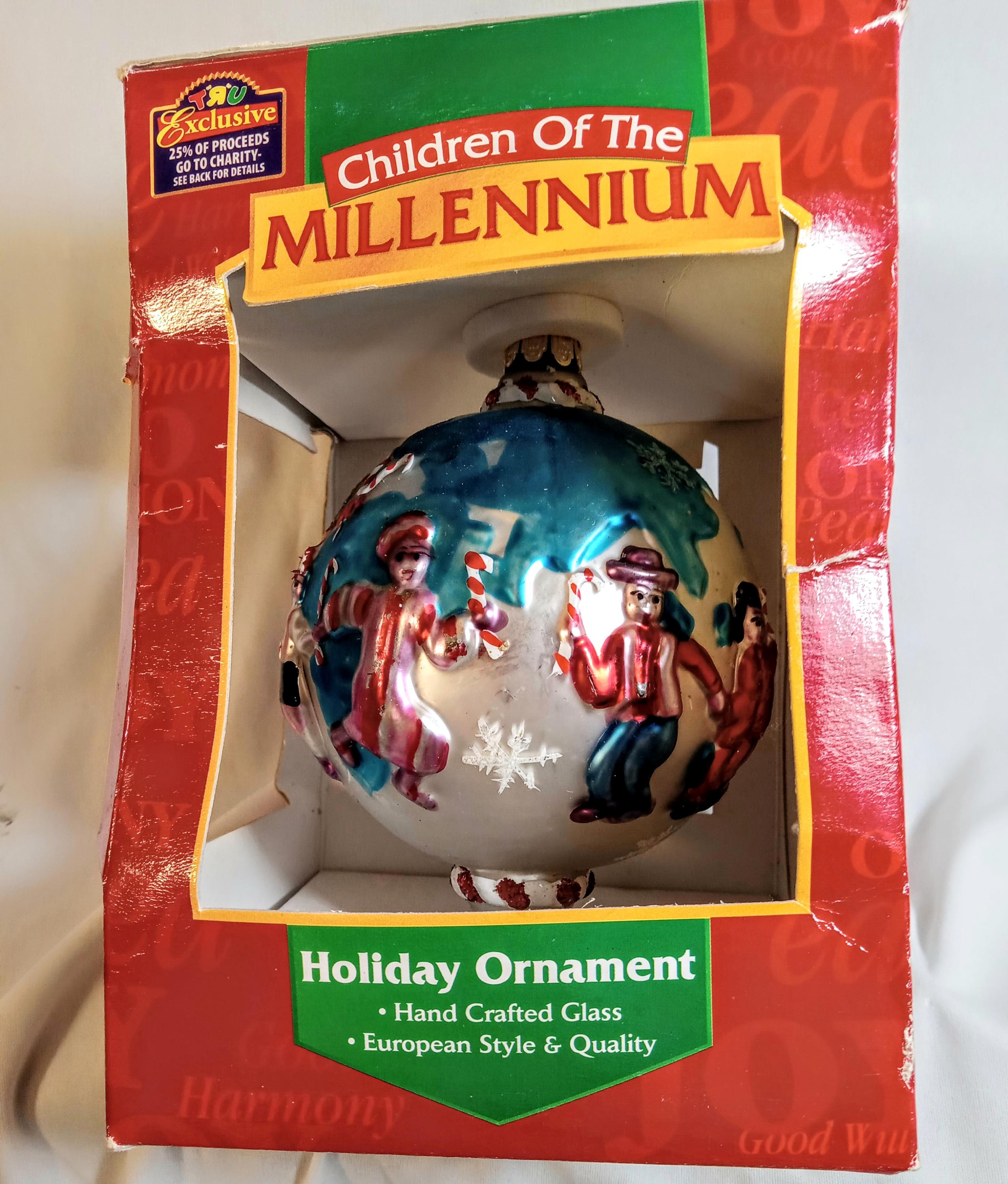 1999 “Children of the Millennium” Glass Ornament – Toys R Us Exclusive – Handcrafted European Style