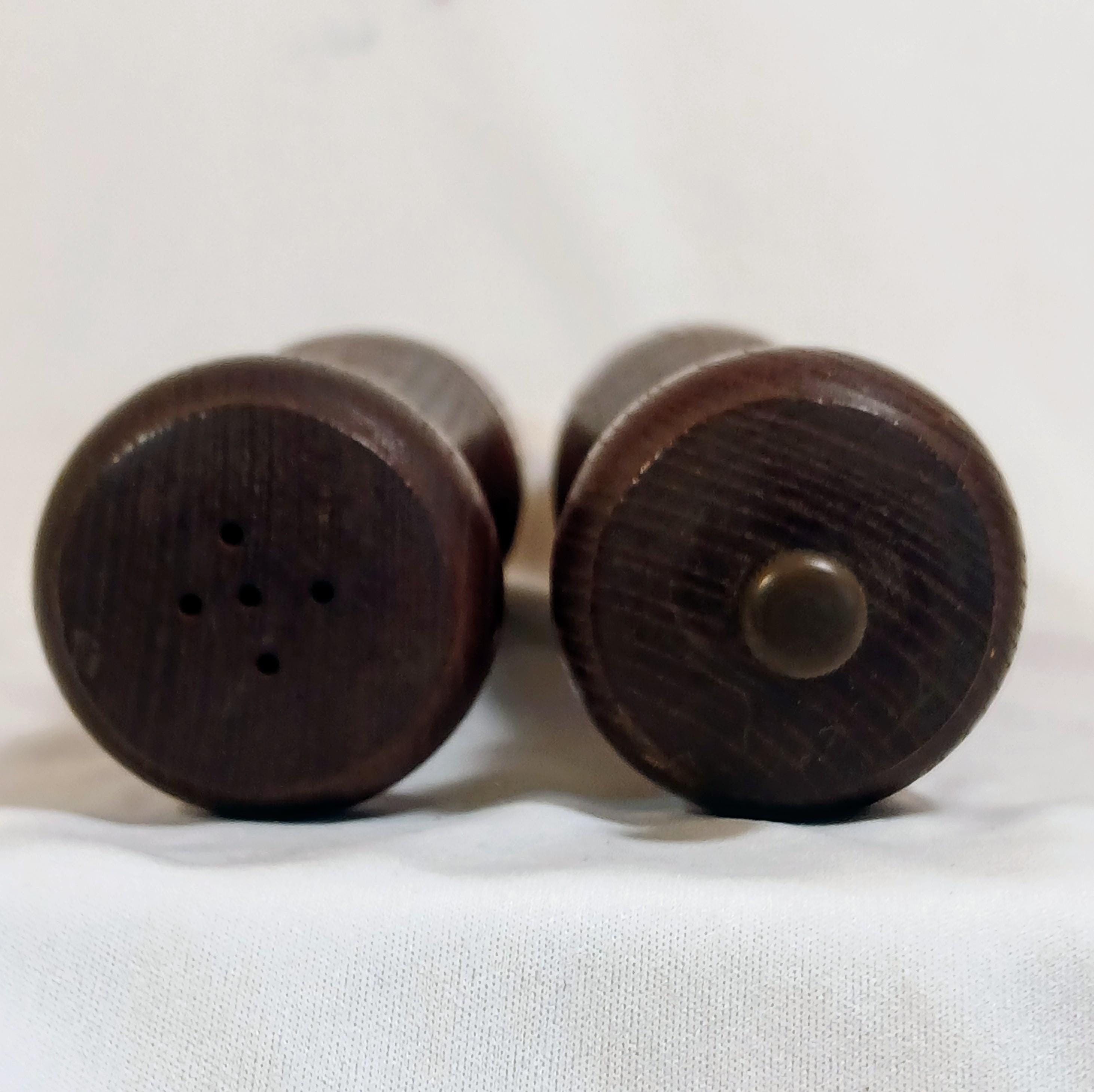 Vintage Turned Wood Salt and Pepper Shakers
