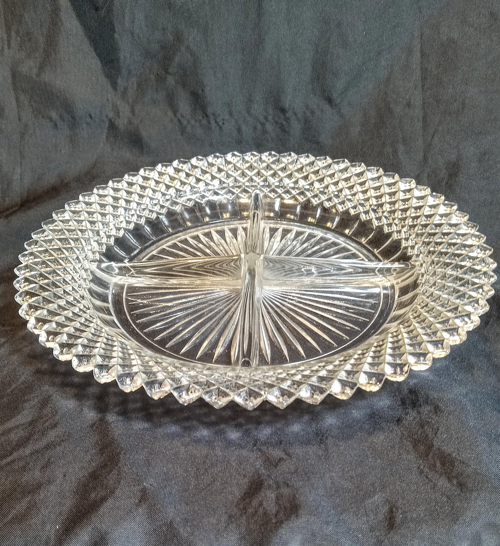 Anchor Hocking "Miss America" Divided Relish Dish -Depression Era