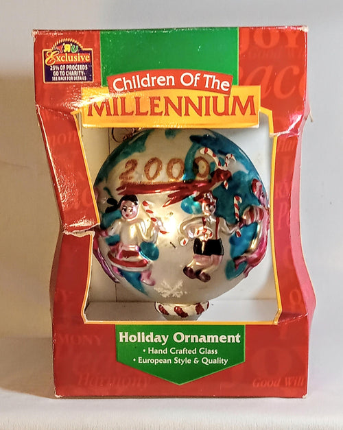 1999 “Children of the Millennium” Glass Ornament – Toys R Us Exclusive – Handcrafted European Style