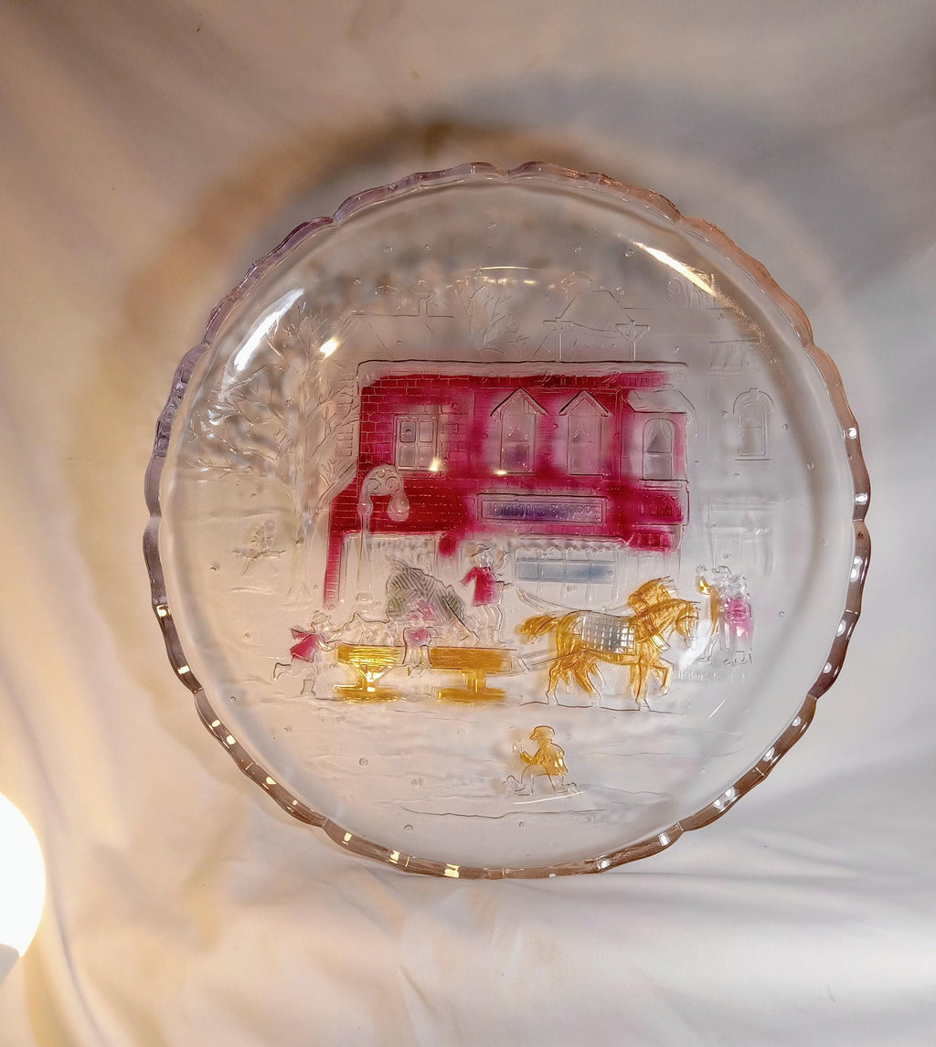 1990s Hand-Painted Serving Platter - by Crystal Clear Studios