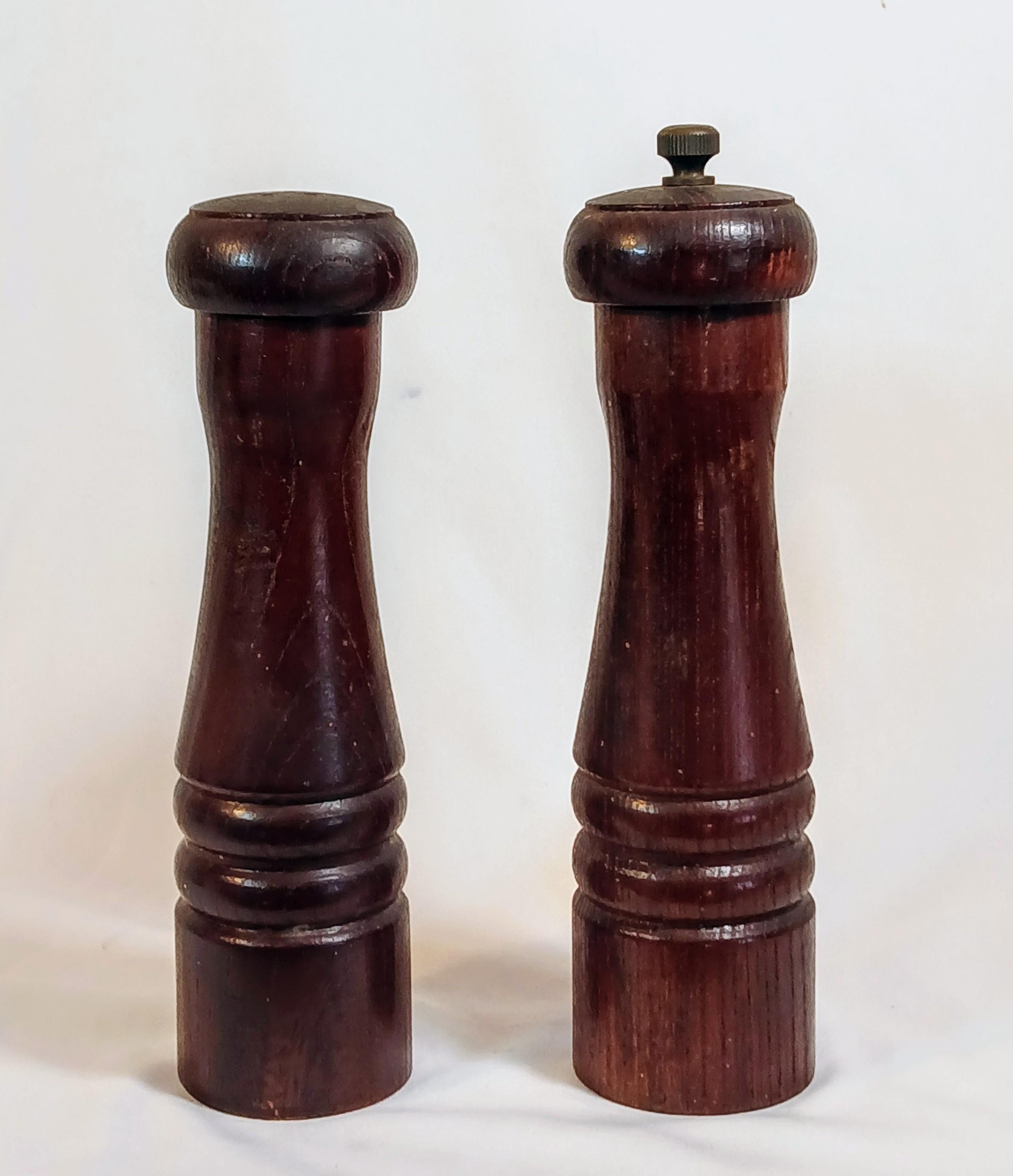 Vintage Turned Wood Salt and Pepper Shakers