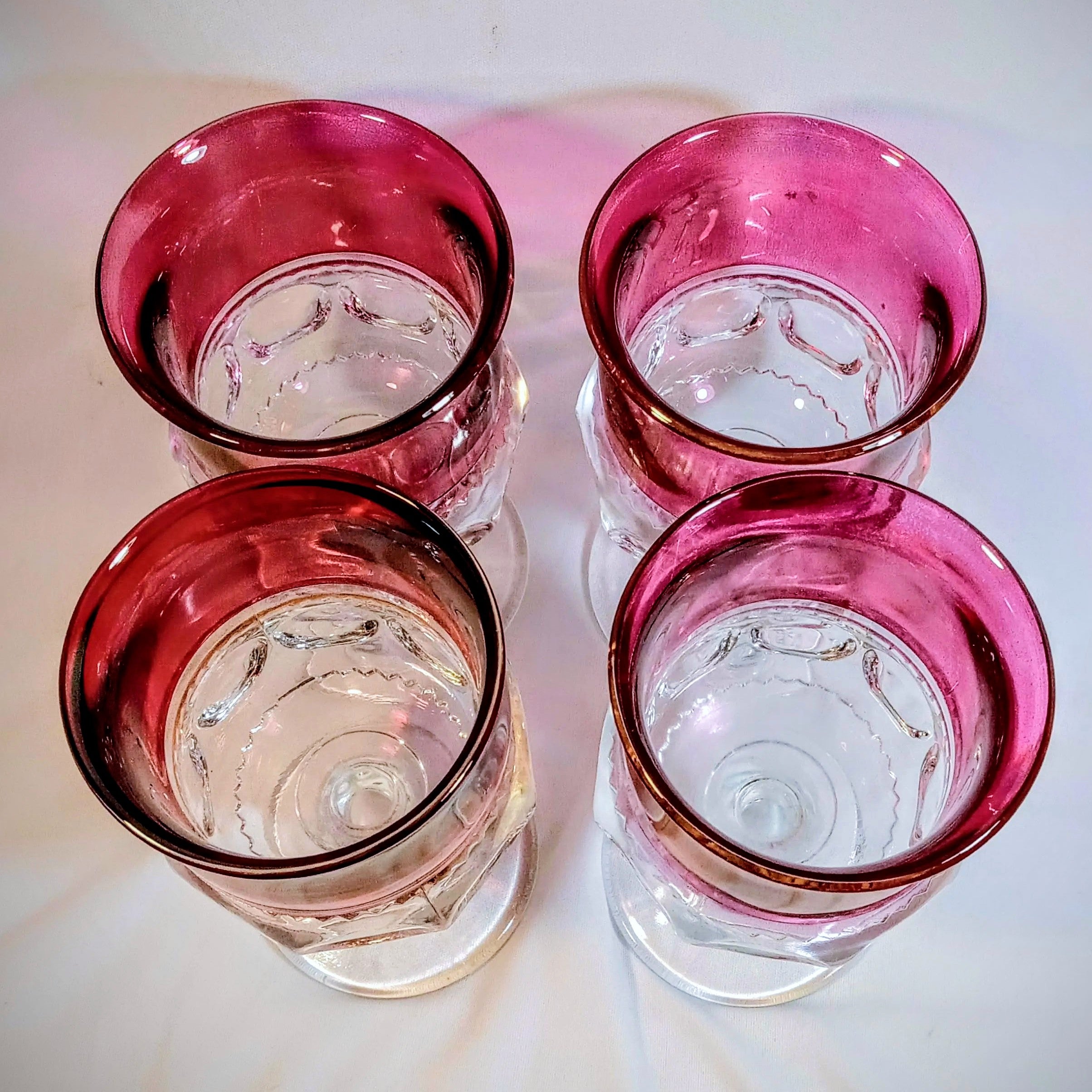 Indiana Glass King’s Crown/Thumbprint Ruby Flash Goblets