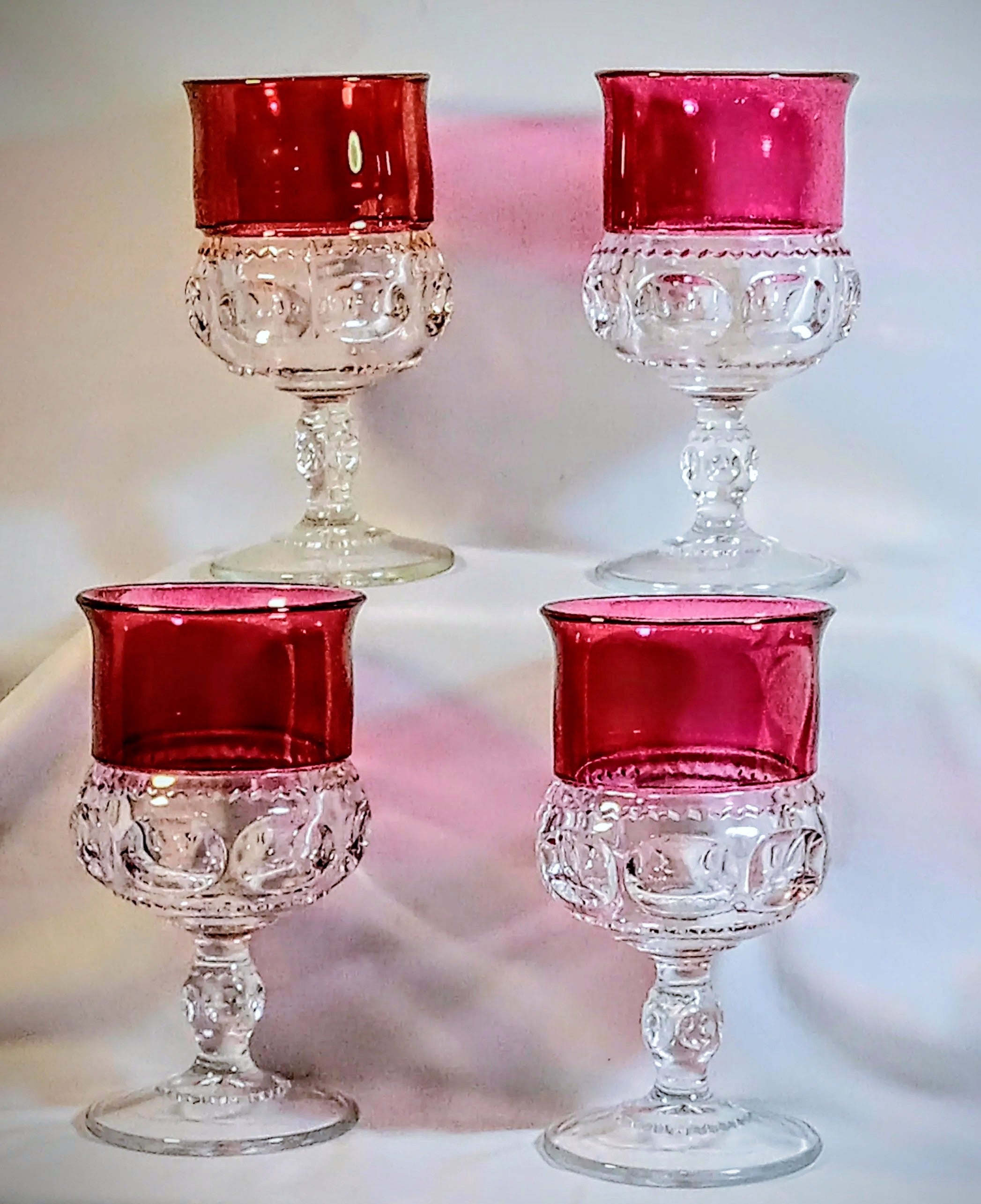 Indiana Glass King’s Crown/Thumbprint Ruby Flash Goblets