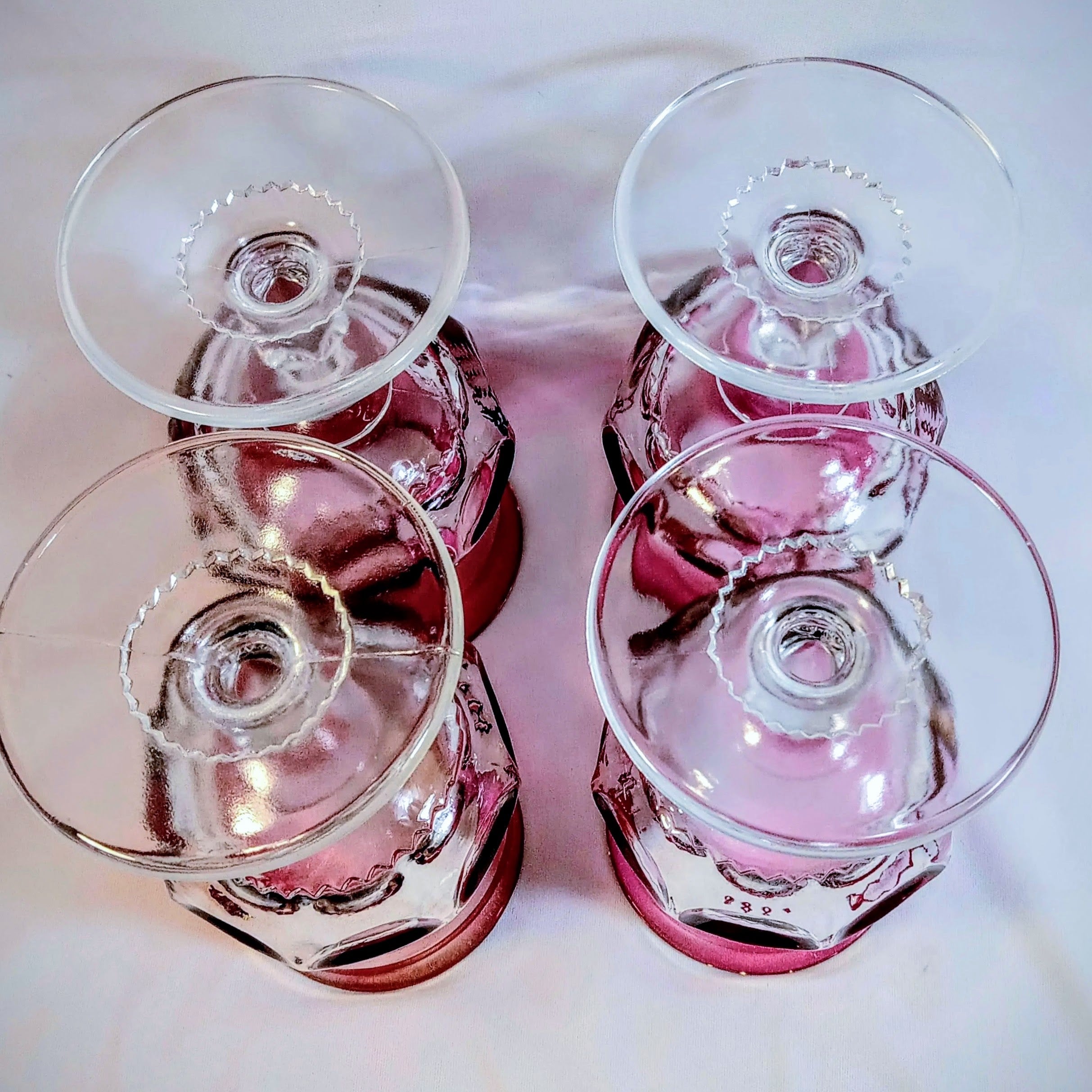 Indiana Glass King’s Crown/Thumbprint Ruby Flash Goblets