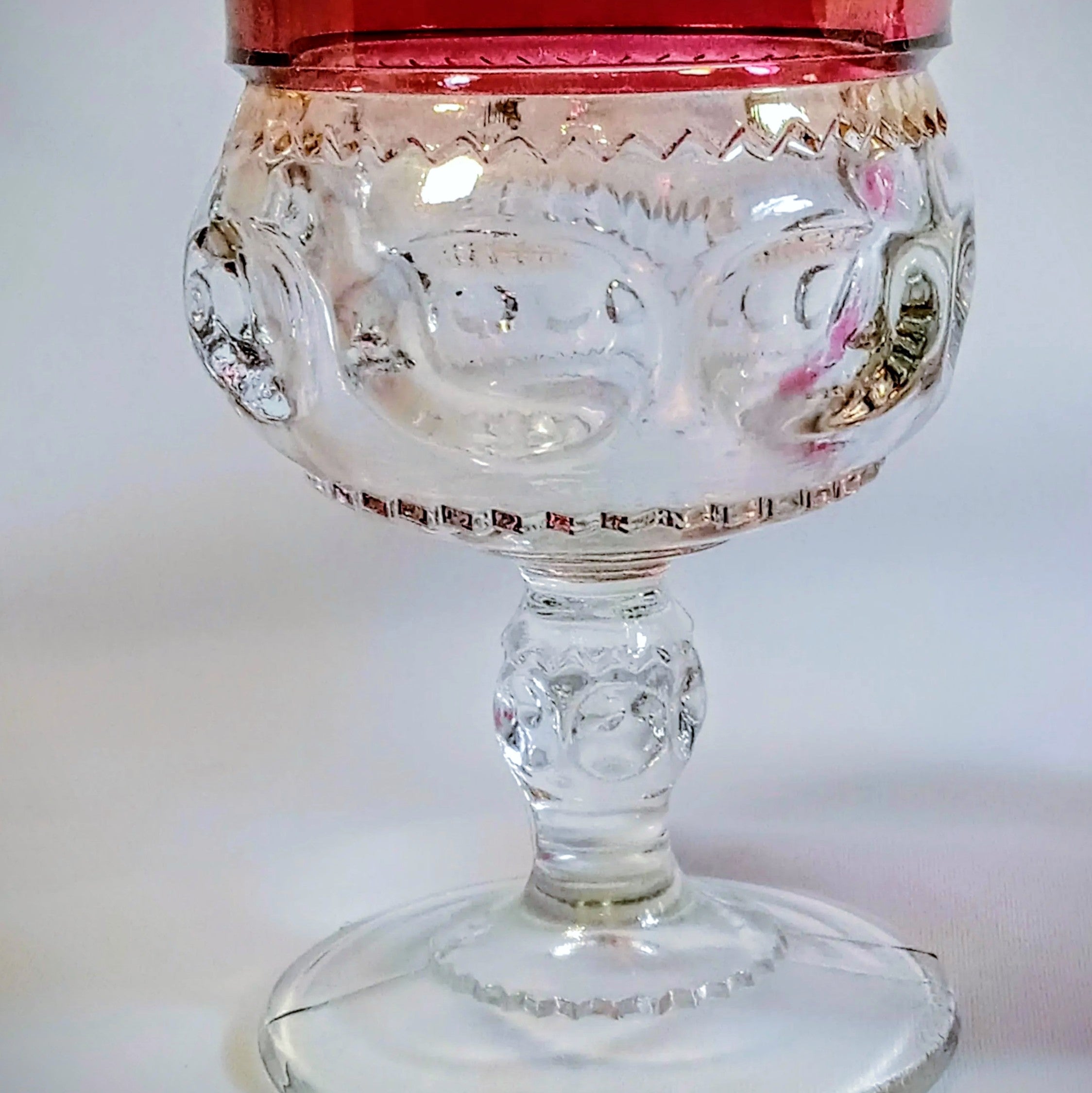 Indiana Glass King’s Crown/Thumbprint Ruby Flash Goblets