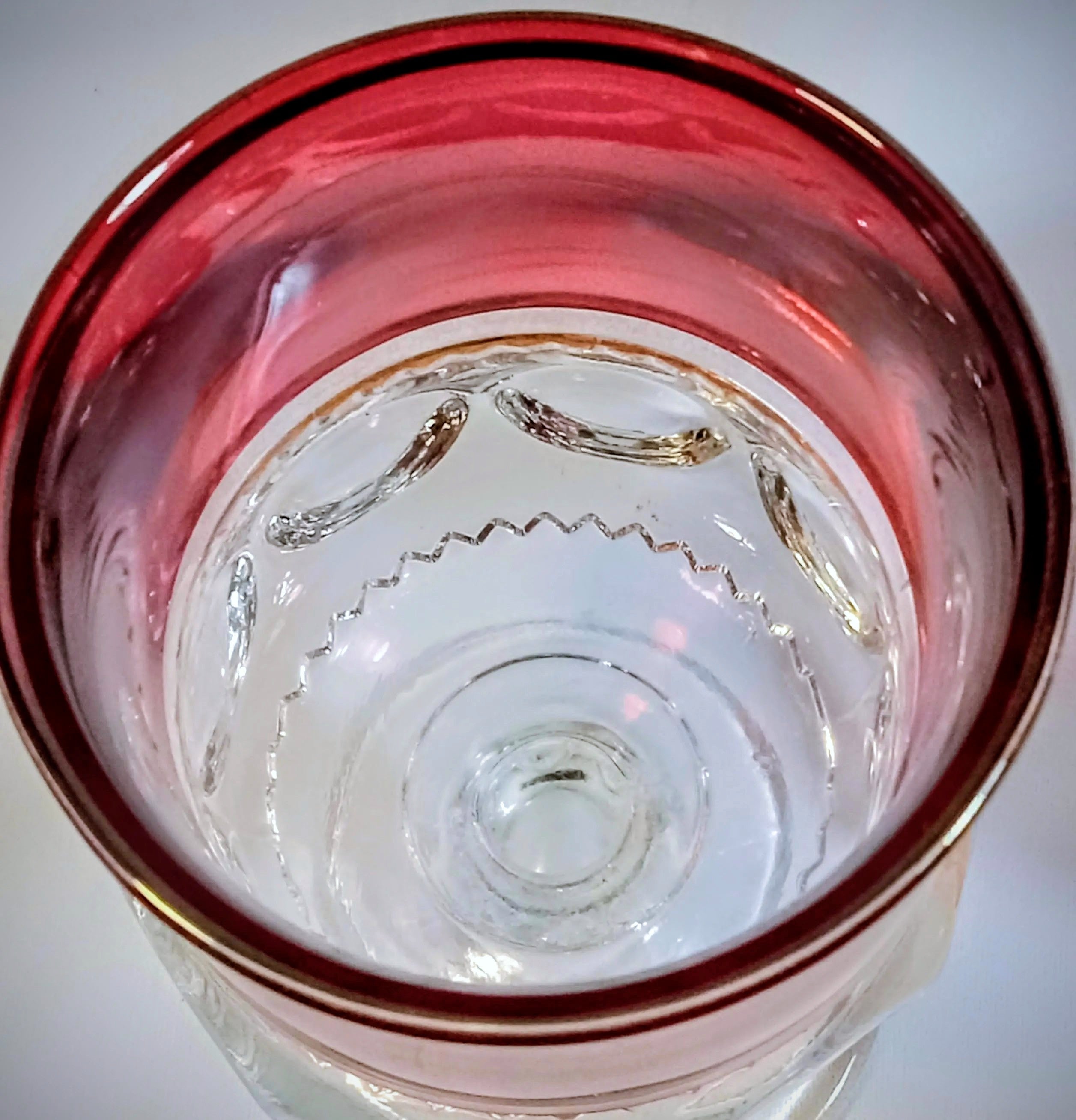 Indiana Glass King’s Crown/Thumbprint Ruby Flash Goblets