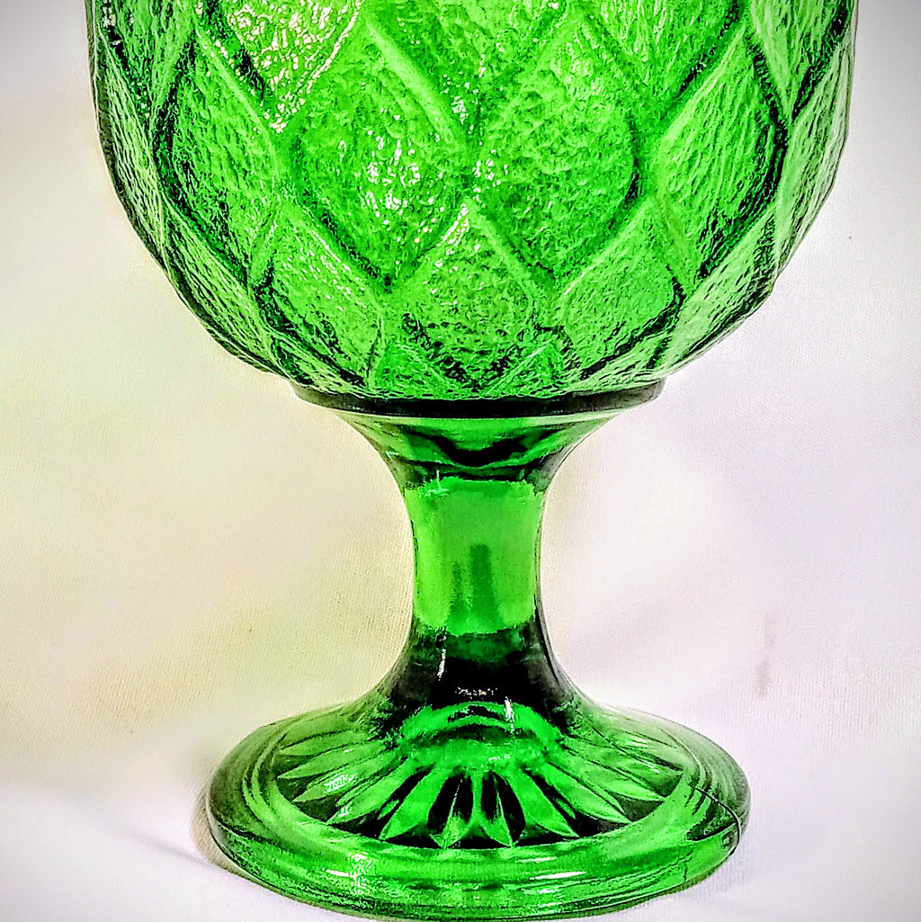 Vintage Green Indiana Glass Goblet