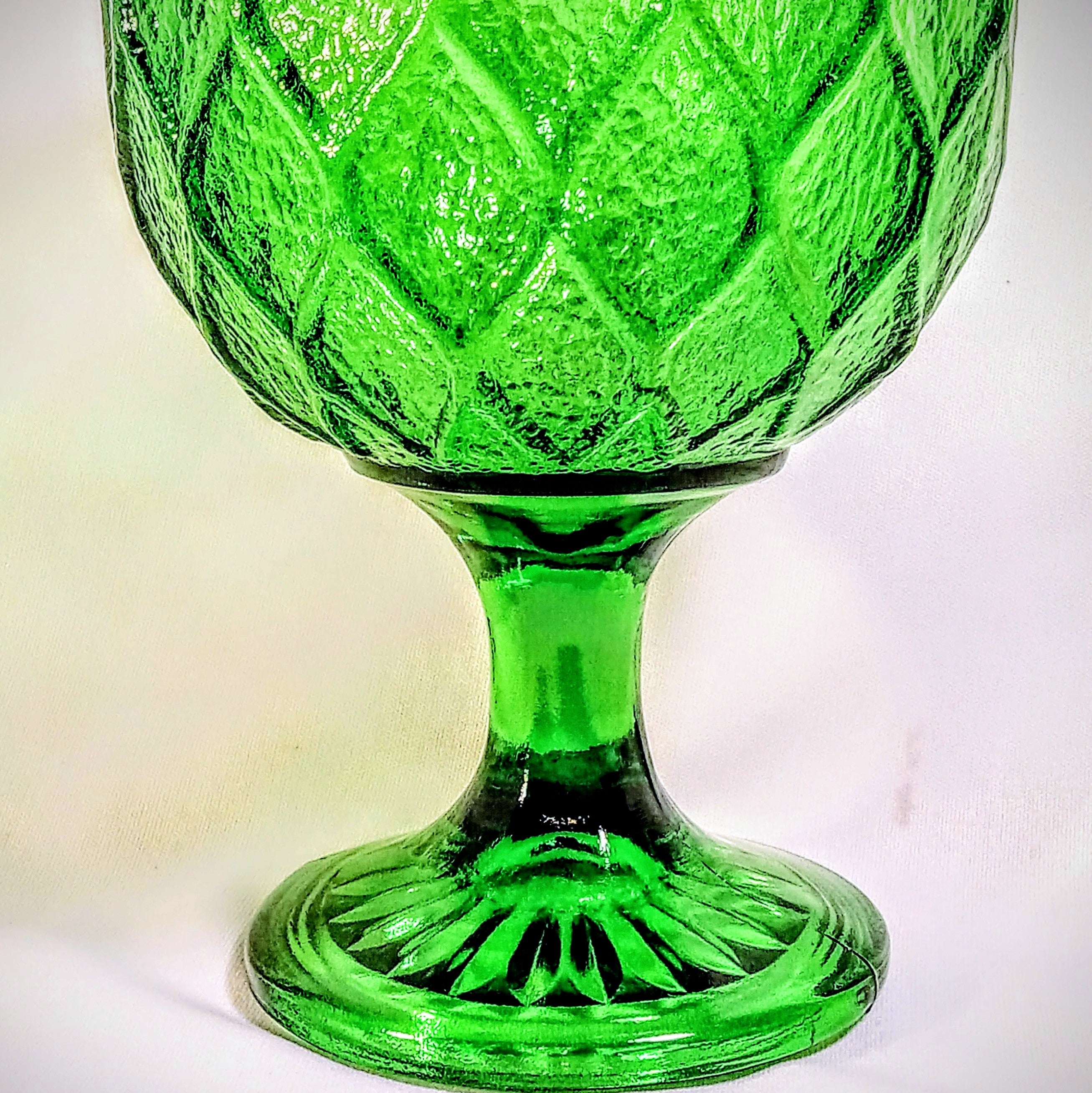 Vintage Green Indiana Glass Goblet