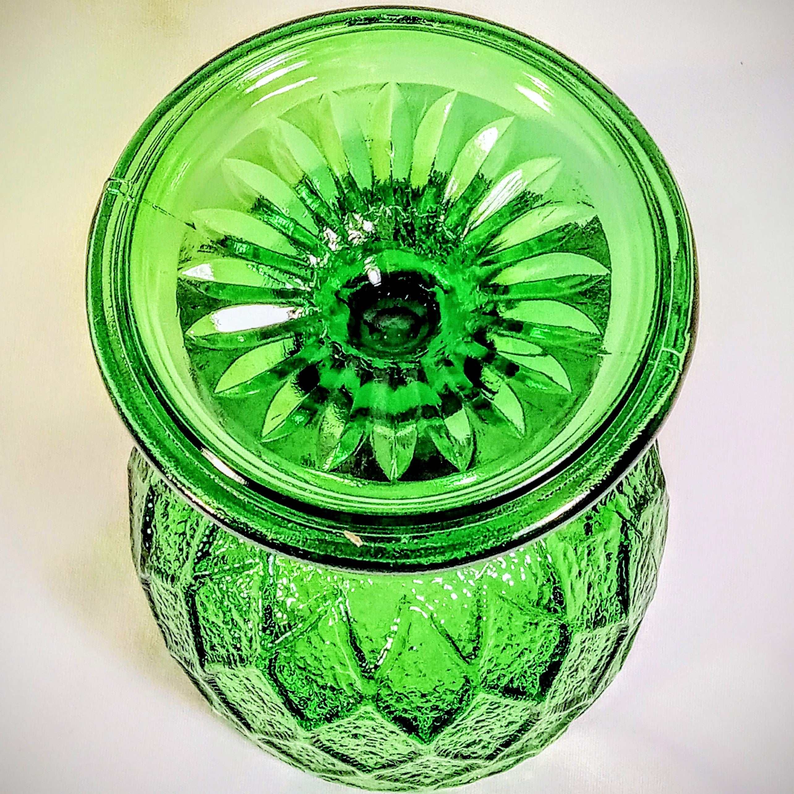 Vintage Green Indiana Glass Goblet