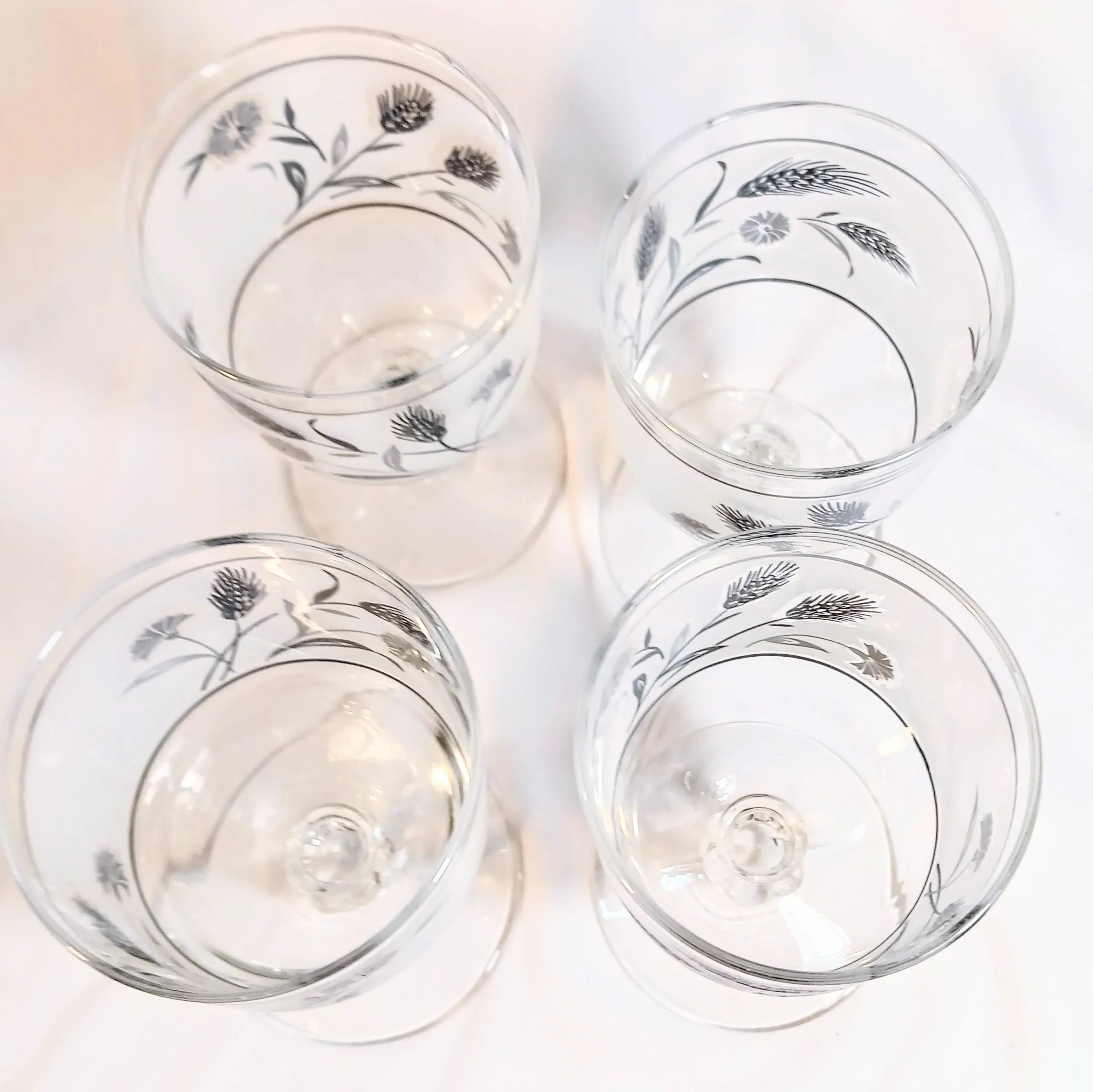Vintage Libbey Wine Glasses - Silver Wheat Pattern