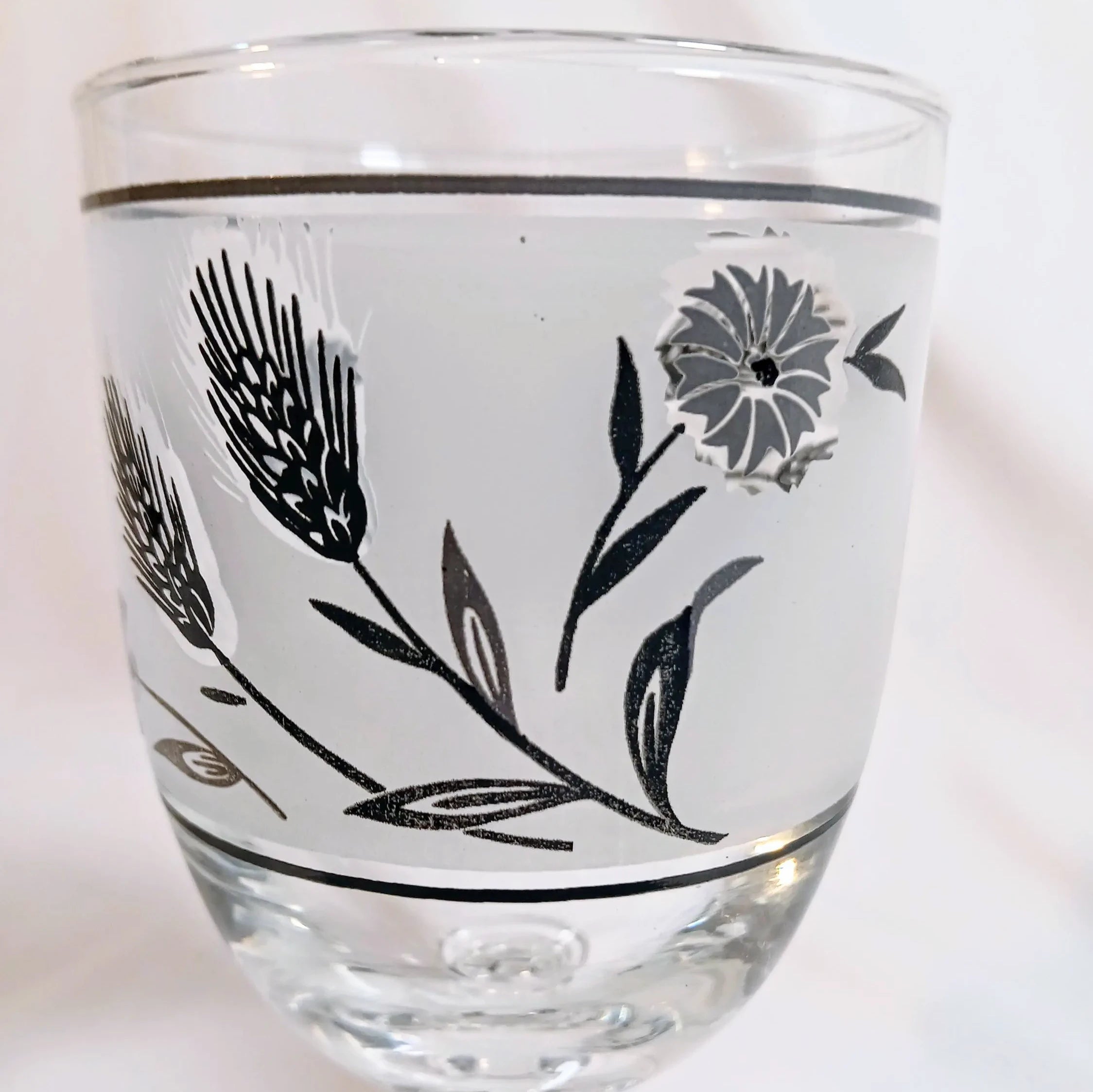 Vintage Libbey Wine Glasses - Silver Wheat Pattern