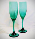 Champagne Flutes – Vintage Emerald Green, Long Stemmed Champagne Glasses