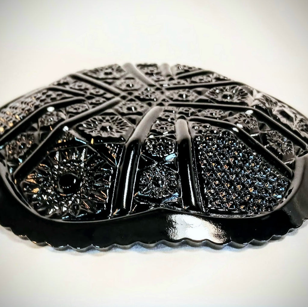 Indiana Glass Black Tiara Monarch Butter Dish