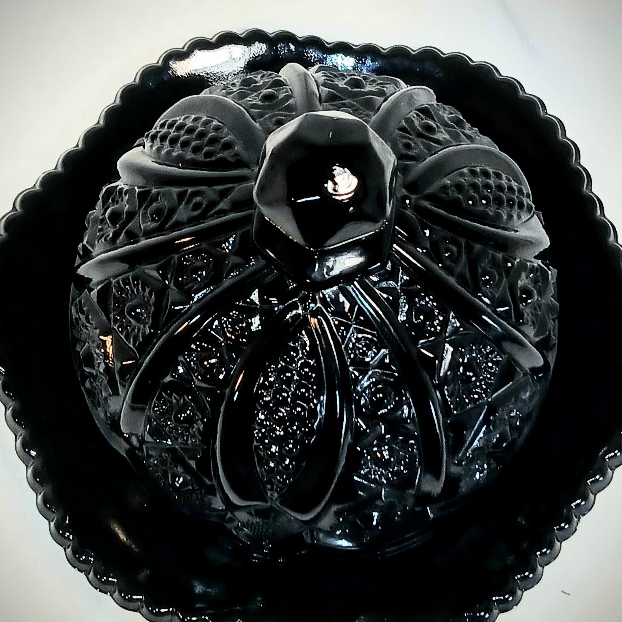 Indiana Glass Black Tiara Monarch Butter Dish